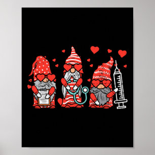 Gnome Nurse Scrub Valentine Rn Icu Er Valentines D Poster