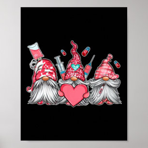 Gnome Nurse Scrub Valentine Rn Icu Er Valentines D Poster