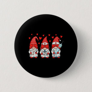 Gnome Nurse Stethoscope Nursing Scrub Valentine 6 Cm Round Badge