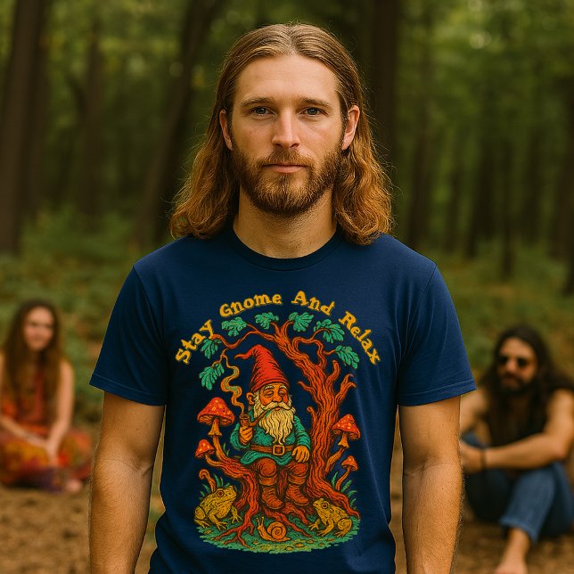 Gnome on Gnarly Tree Retro Psychedelic Art T-Shirt (Creator Uploaded)