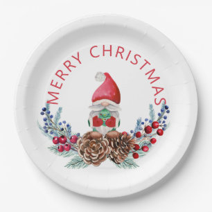 Gnome on Pine Cones  Paper Plate
