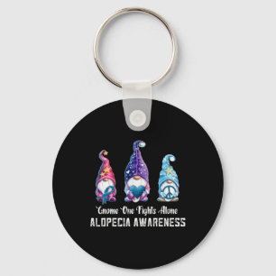 Gnome One Fights Alone Alopecia Awareness  Key Ring