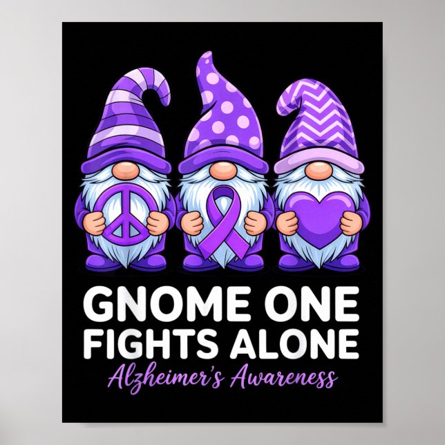 Gnome one fights alone alzheimer's awareness poster (Front)