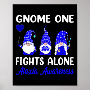 Gnome One Fights Alone Blue Ribbon Ataxia Awarenes Poster