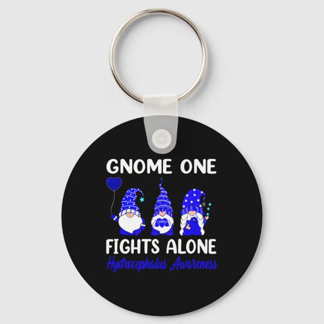 Gnome One Fights Alone Blue Ribbon Hydrocephalus A Key Ring (Front)