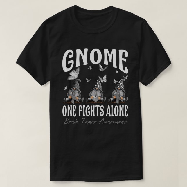 Gnome One Fights Alone Brain Tumour Awareness T-Shirt (Design Front)