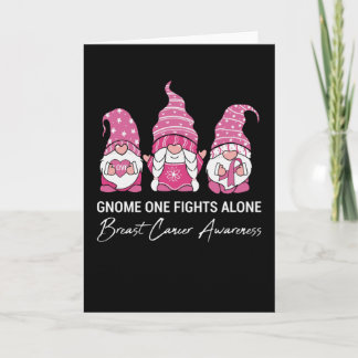 Gnome One Fights Alone Breast Cancer Awareness Card