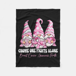 Gnome One Fights Alone Breast Cancer Awareness Fleece Blanket