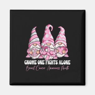 Gnome One Fights Alone Breast Cancer Awareness Mon Magnet