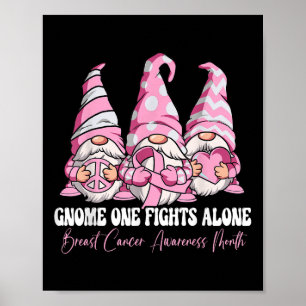 Gnome One Fights Alone Breast Cancer Awareness Mon Poster