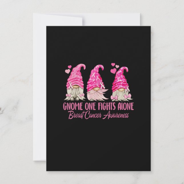 Gnome One Fights Alone Breast Cancer Awareness Pin Invitation (Front)