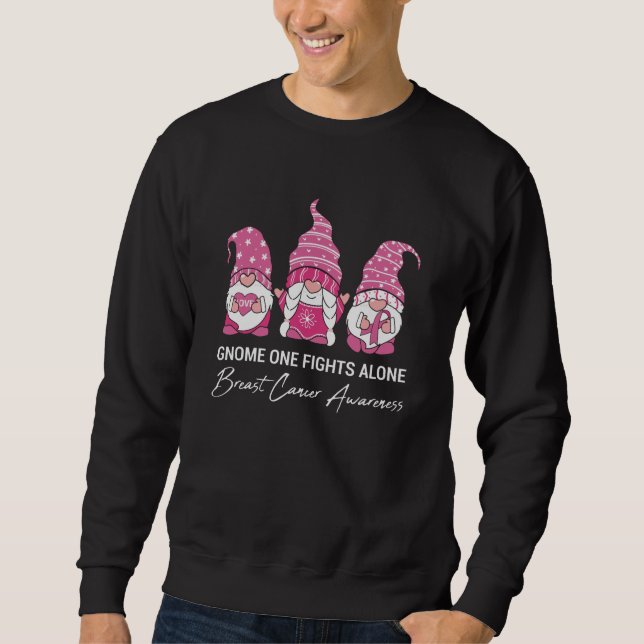 Gnome One Fights Alone Breast Cancer Awareness Sweatshirt (Front)