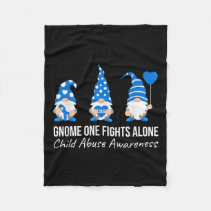 Gnome One Fights Alone Child Abuse Awareness Blue Fleece Blanket