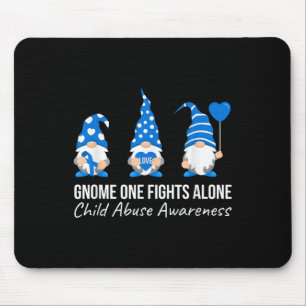 Gnome One Fights Alone Child Abuse Awareness Blue Mouse Pad