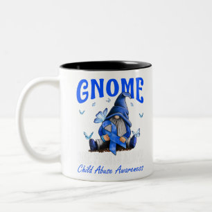 Gnome One Fights Alone Child Abuse Awareness Two-Tone Coffee Mug