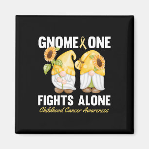 Gnome One Fights Alone Childhood Cancer Awareness Magnet