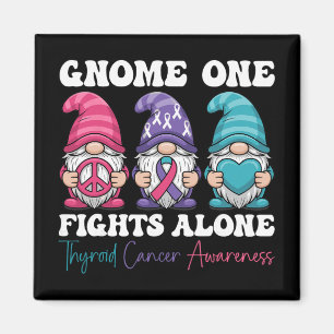Gnome One Fights Alone - Christmas Thyroid Cancer Magnet