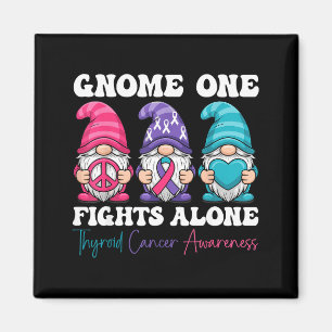 Gnome One Fights Alone - Christmas Thyroid Cancer  Magnet