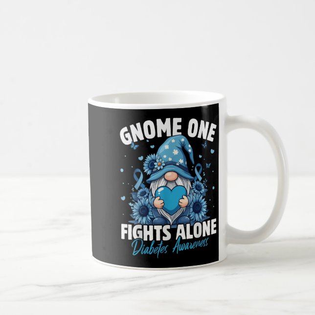 Gnome One Fights Alone Diabetes Awareness  Coffee Mug (Right)