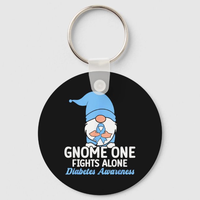 Gnome One Fights Alone Diabetes Awareness Design Key Ring (Front)