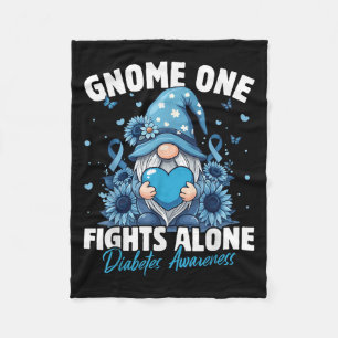 Gnome One Fights Alone Diabetes Awareness Fleece Blanket