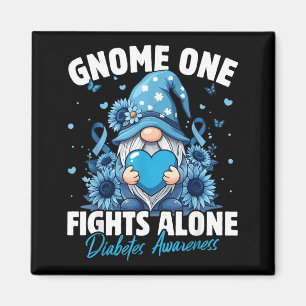 Gnome One Fights Alone Diabetes Awareness Magnet