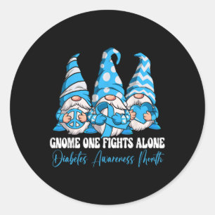Gnome One Fights Alone Diabetes Awareness Month Classic Round Sticker