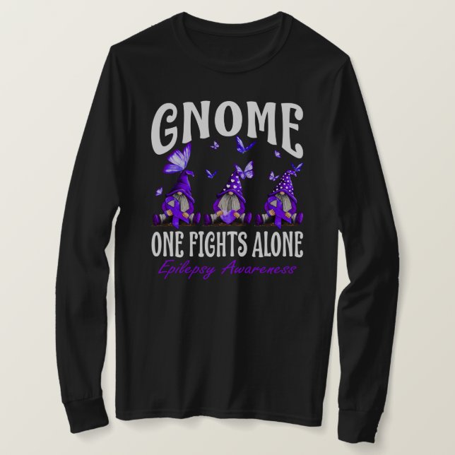 Gnome One Fights Alone Epilepsy Awareness T-Shirt (Design Front)