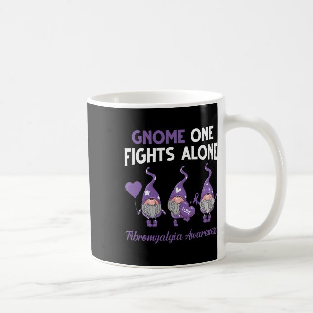 Gnome One Fights Alone Fibromyalgia Awareness Mont Coffee Mug (Right)