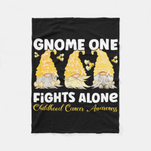 Gnome One Fights Alone Gold Childhood Cancer Aware Fleece Blanket