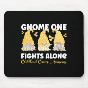 Gnome One Fights Alone Gold Childhood Cancer Aware Mouse Pad