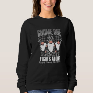 Gnome One Fights Alone Gray Ribbon Survivor Brain  Sweatshirt