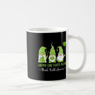 Gnome One Fights Alone Green Ribbon Mental Health Coffee Mug