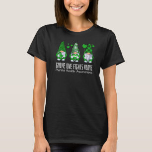 Gnome One Fights Alone Green Ribbon Mental Health T-Shirt