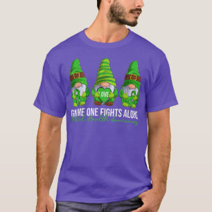 Gnome One Fights Alone Green Ribbon Mental Health  T-Shirt