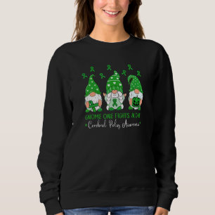 Gnome One Fights Alone Green Ribbon Pumpkin Cerebr Sweatshirt