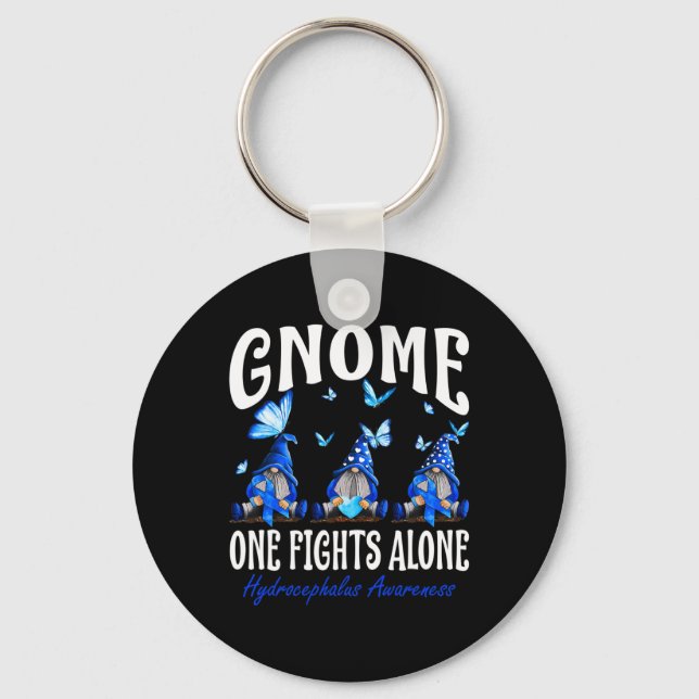 Gnome One Fights Alone Hydrocephalus Awareness  Key Ring (Front)