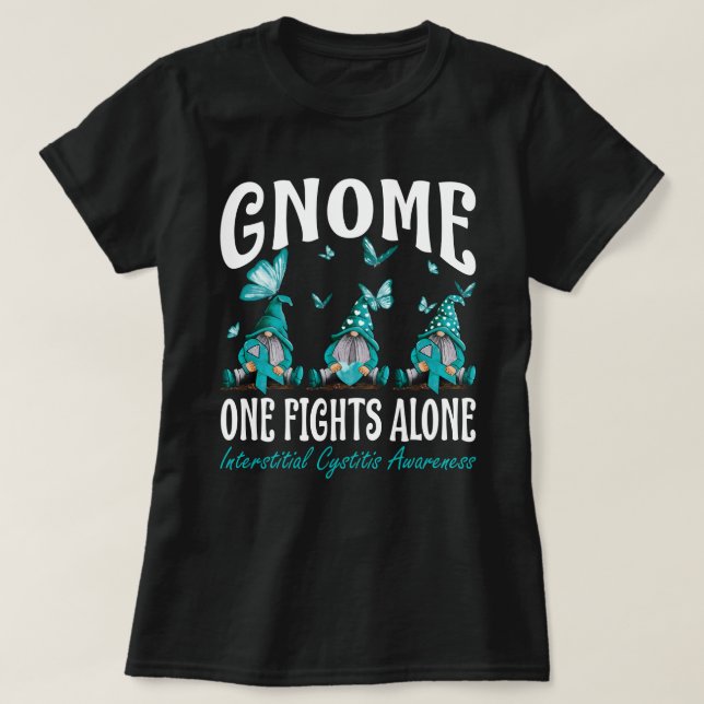 Gnome One Fights Alone Interstitial Cystitis Aware T-Shirt (Design Front)
