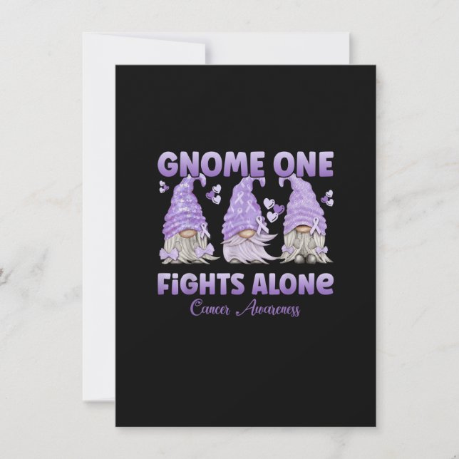Gnome One Fights Alone Lavender  Fight The Cancer Invitation (Front)