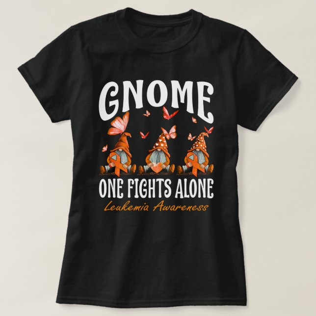 Gnome One Fights Alone Leukaemia Awareness T-Shirt (Design Front)