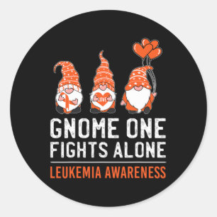 Gnome One Fights Alone Leukaemia Cancer Awareness Classic Round Sticker