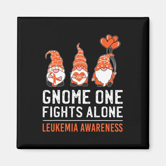 Gnome One Fights Alone Leukaemia Cancer Awareness  Magnet (Front)