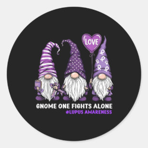 Gnome One Fights Alone Lupus Awareness Month Purpl Classic Round Sticker