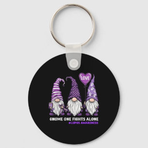 Gnome One Fights Alone Lupus Awareness Month Purpl Key Ring