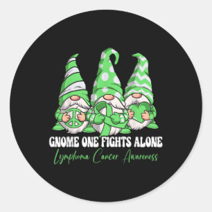 Gnome One Fights Alone Lymphoma Cancer Awareness Classic Round Sticker
