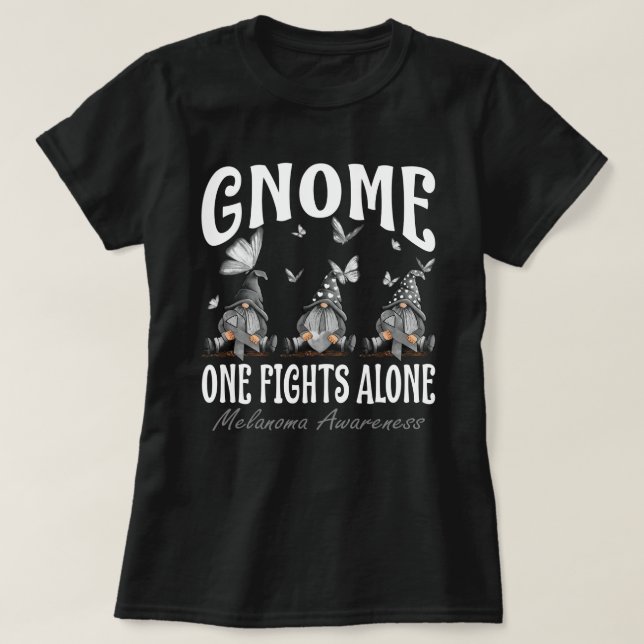 Gnome One Fights Alone Melanoma Awareness T-Shirt (Design Front)
