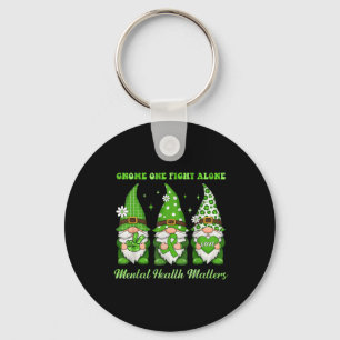 Gnome One Fights Alone Mental Health Awareness Gre Key Ring