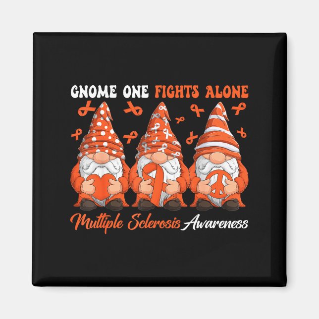 Gnome One Fights Alone Multiple Sclerosis Orange R Magnet (Front)