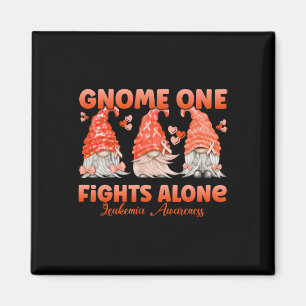 Gnome One Fights Alone Orange  Leukaemia Awareness Magnet