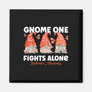 Gnome One Fights Alone Orange Leukaemia Awareness Magnet